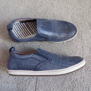 Taos Court Womens Flat Shoes Size 8 Blue Leather Perforations Arch Support